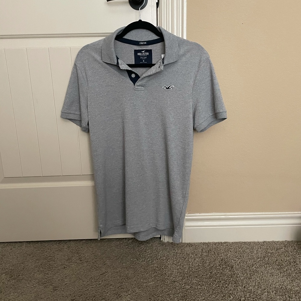 NWT Hollister gray Epic Flex Stretch polo